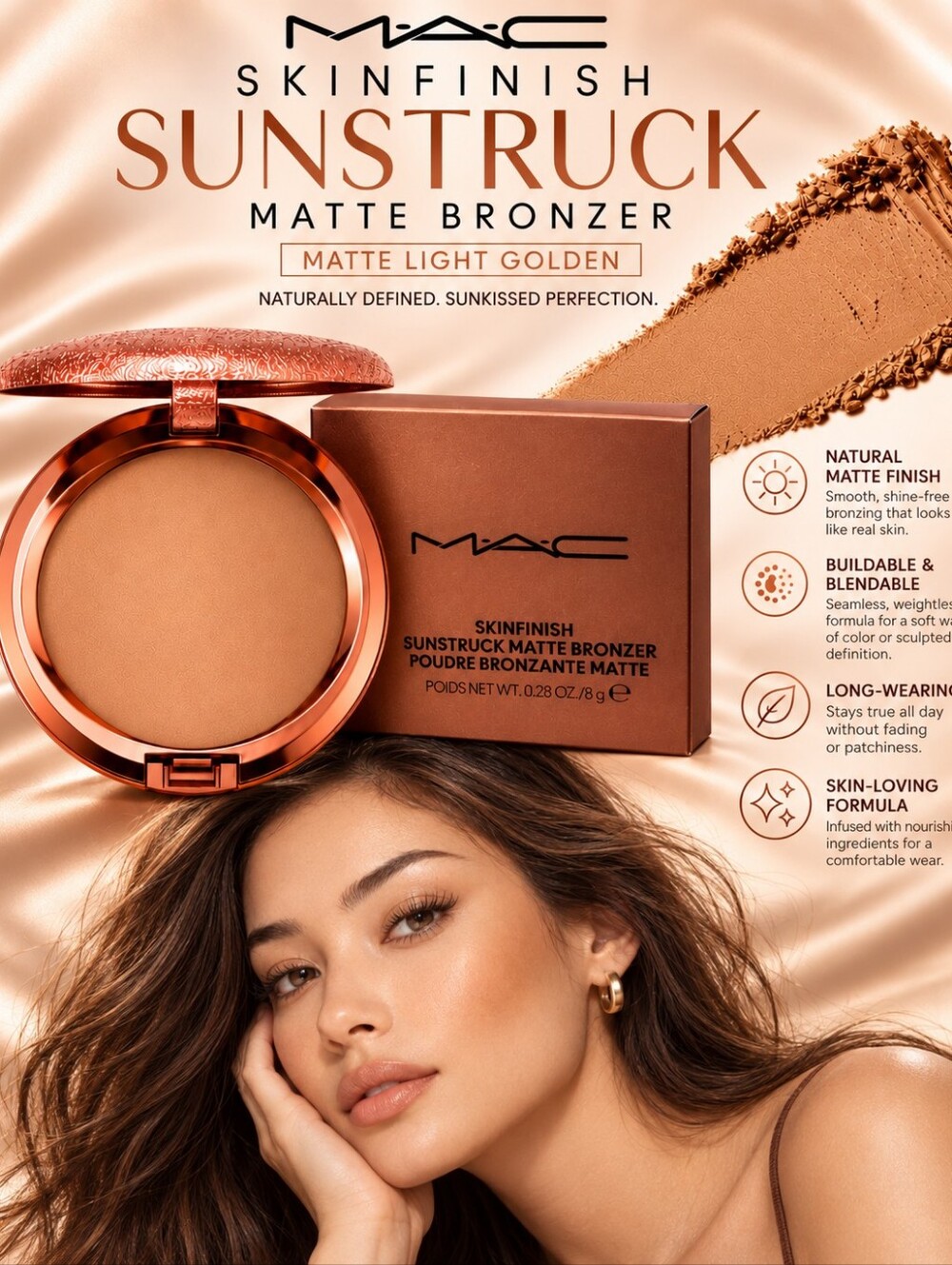 MAC Skinfinish Sunstruck Matte Bronzer – Matte Light Golden
